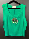 Green Ribbed Crop Tank