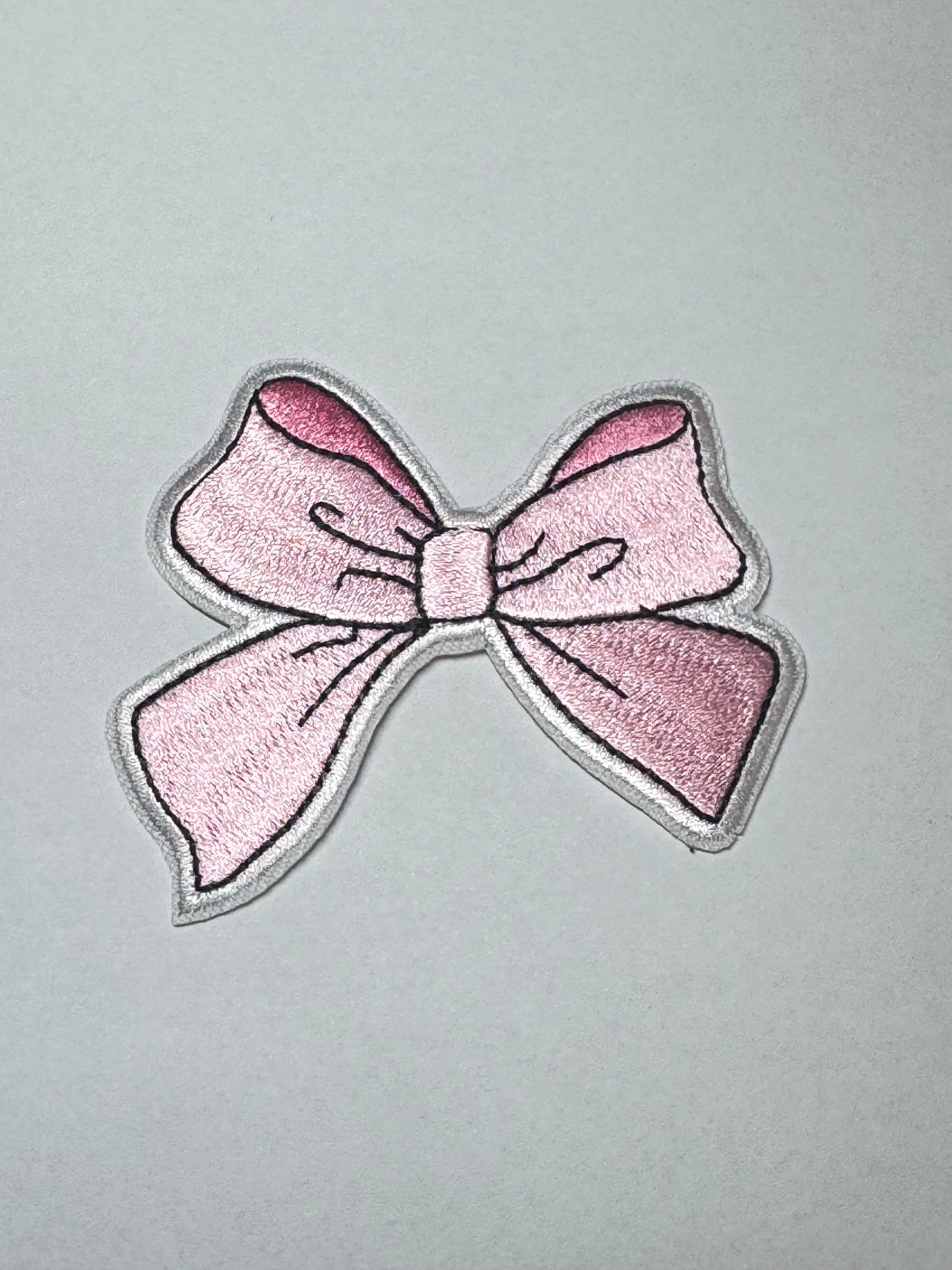 Pink Bow Iron on Patch